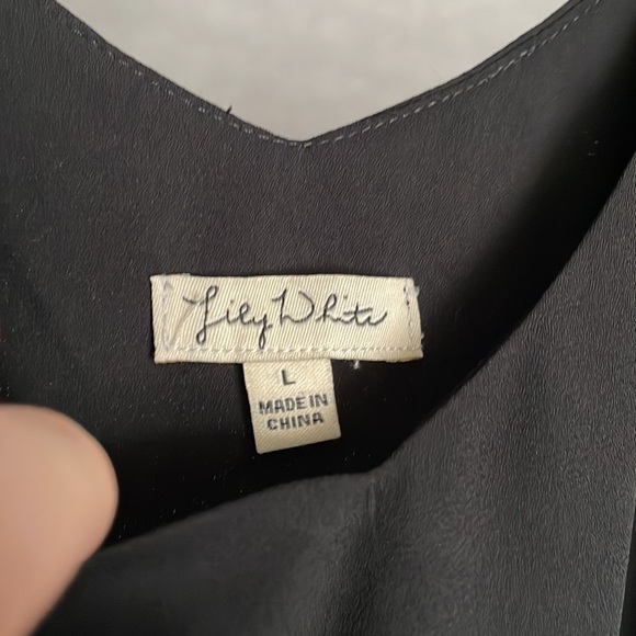 Lily White black front cross adjustable tie tank top size large - Picture 5 of 10